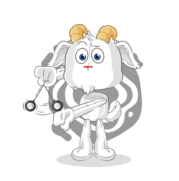 Mountain goat hypnotizing cartoon cartoon mascot vector