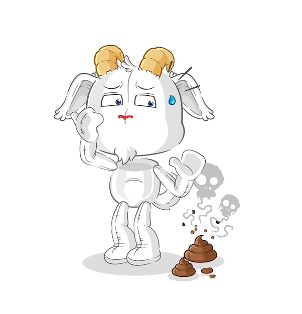 Mountain goat with stinky waste illustration character vector