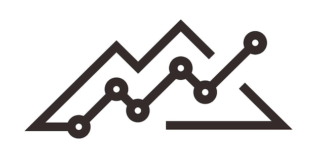 Mountain and graph financial investing logo design icon vector illustration