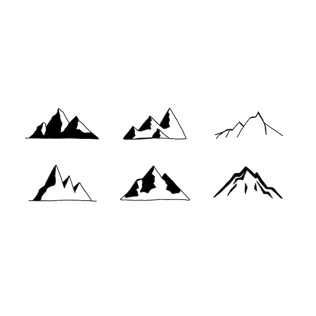 mountain hand drawn doodle illustrations vector set