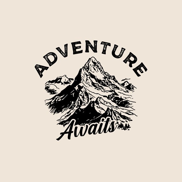 Vector mountain hand drawn vintage logo vector