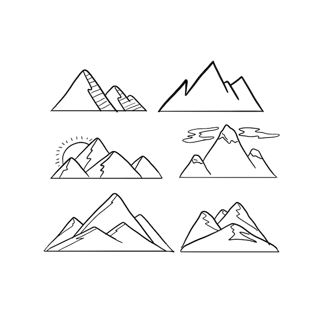 mountain handrawn doodle illustrations vector