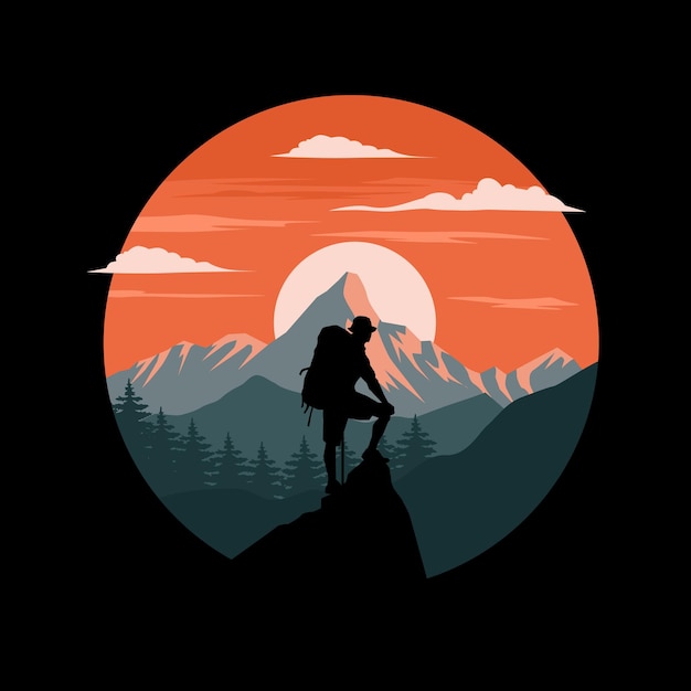 Mountain Hikers flat Illustration