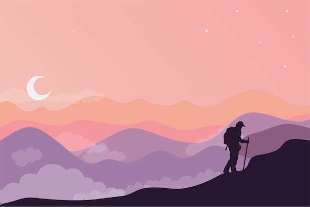 Mountain hiking vector landscape vector background