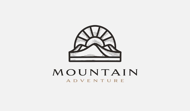 Mountain hill adventure explore monoline Universal creative premium symbol Vector sign icon logo template Vector illustration