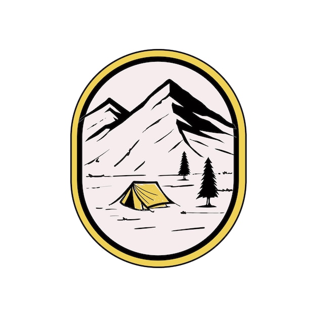 Mountain Hill Camping Outdoor Emblem Badge Vector Illustration Stock Image isolated