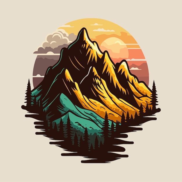 Mountain hill logo design vector nature landscape adventure illustration