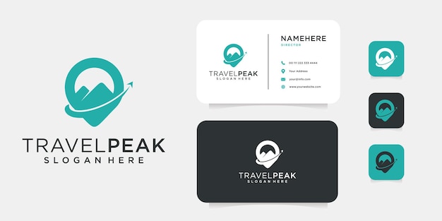 Mountain home logo design icon with business card template. Logo can be used for travel, hiking, vacation, and business company icon