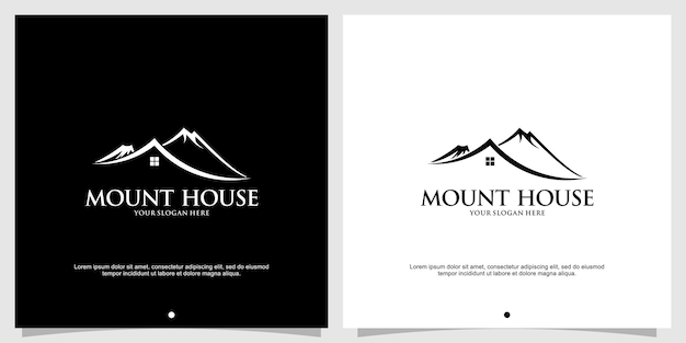 Mountain house logo abstract with creative concept Premium Vector