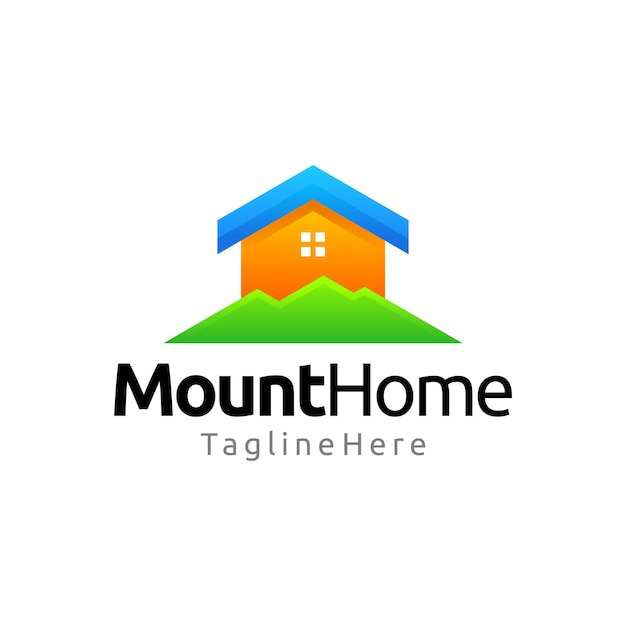 Mountain house Real estate gradient logo design