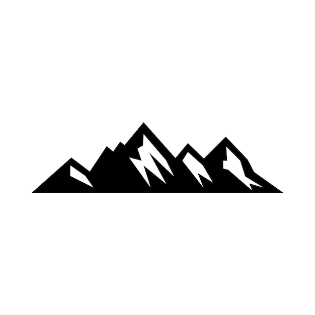 Mountain icon silhouette vector symbol of rock hills design element in a glyph illustration