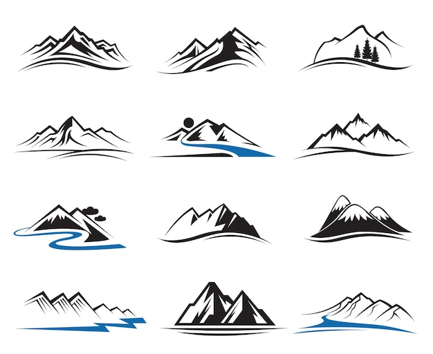 mountain icons set