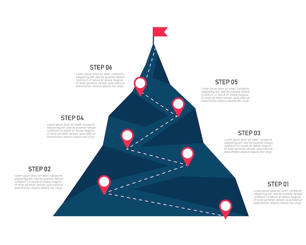 mountain infographic step success on white background stair business mission concept