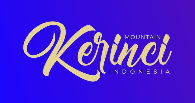 Vector mountain kerinci indonesia typography blue background template