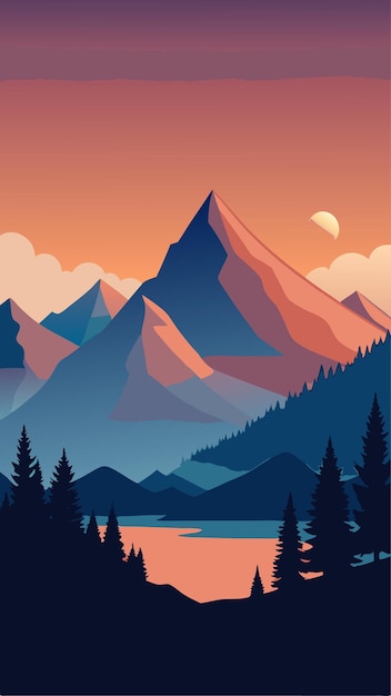 Vector mountain landscape art graphics illustration