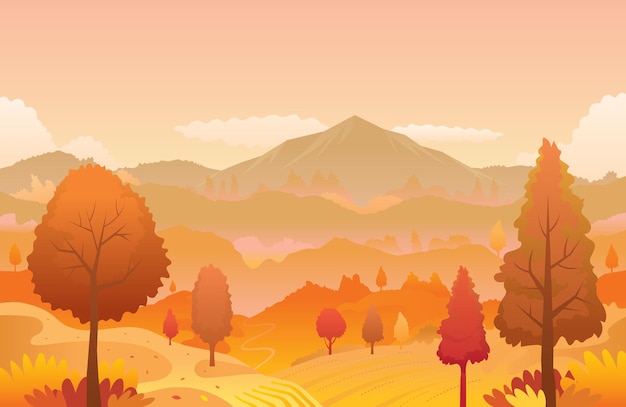 Mountain Landscape in Autumn Background