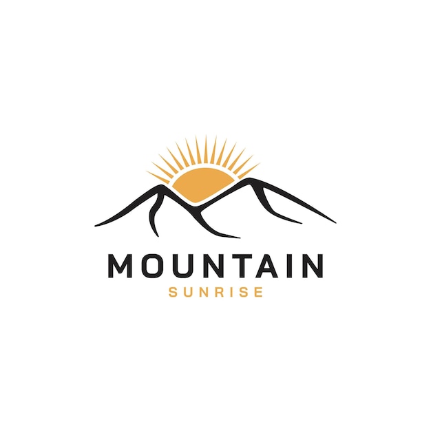 Mountain landscape logo design with minimalist style vector illustration