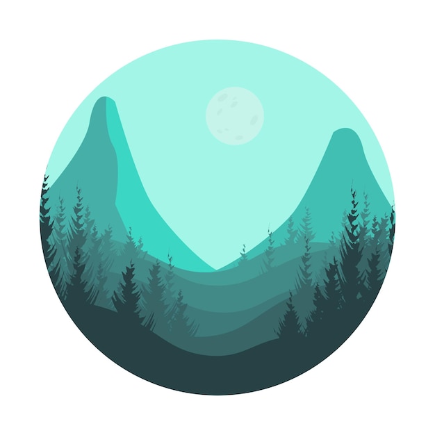 Mountain landscape with full moon