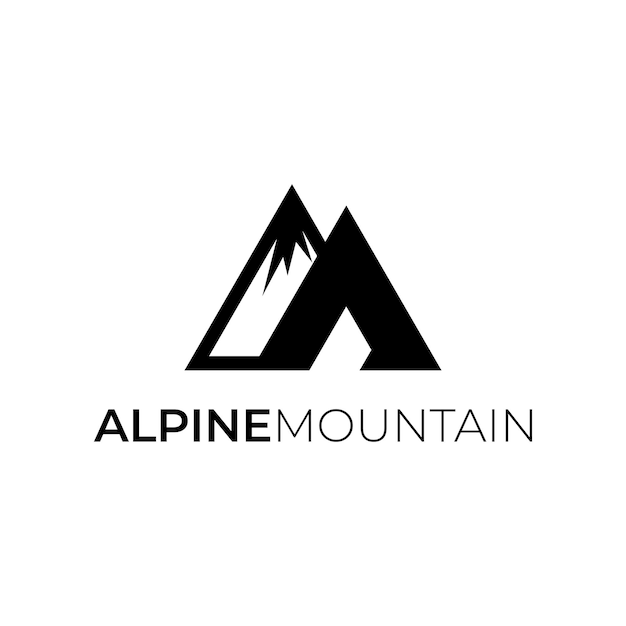 mountain and letter A logo design