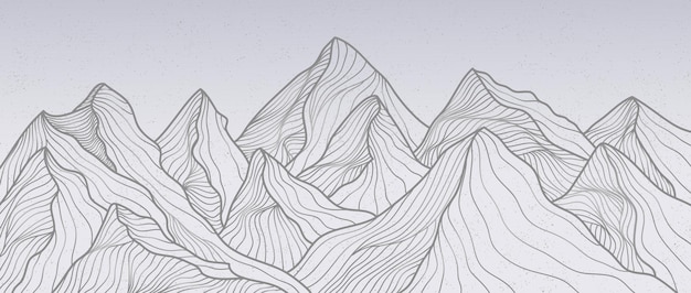 Mountain line art print. Abstract mountain contemporary aesthetic backgrounds landscapes