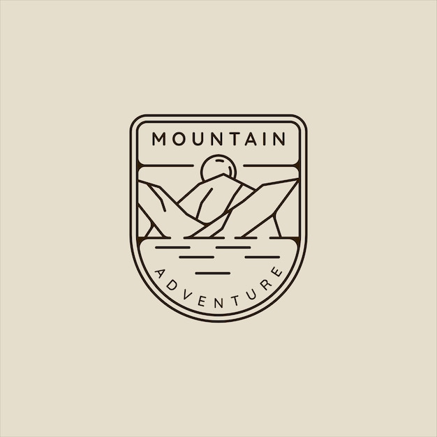 mountain line art simple emblem logo vector illustration template icon graphic design