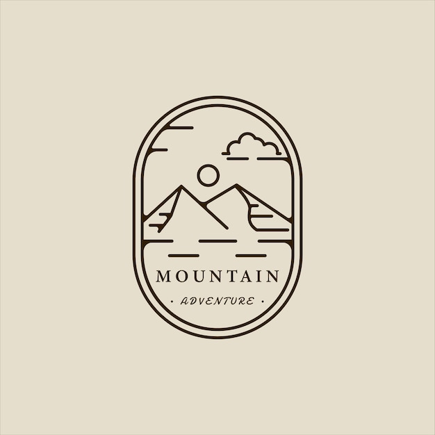 mountain line art simple emblem logo vector illustration template icon graphic design