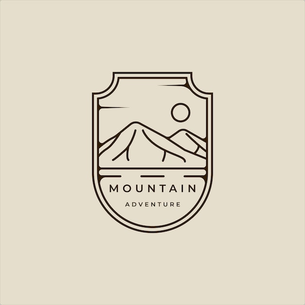 mountain line art simple emblem logo vector illustration template icon graphic design