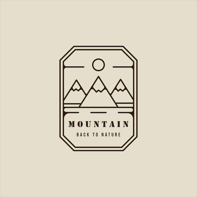 mountain line art simple emblem logo vector illustration template icon graphic design