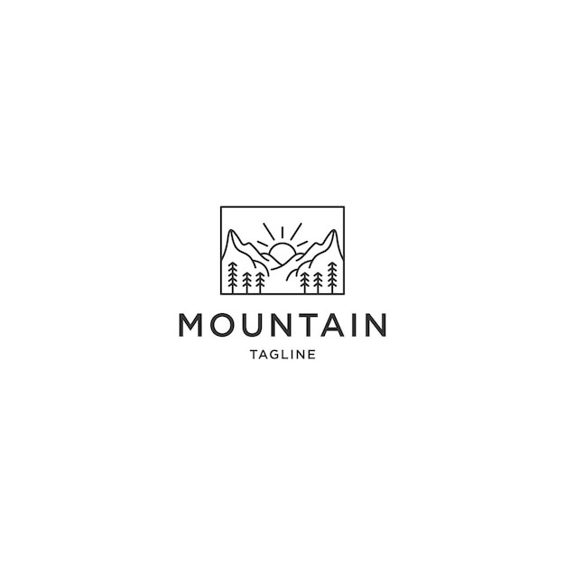 Mountain line logo icon design template flat vector