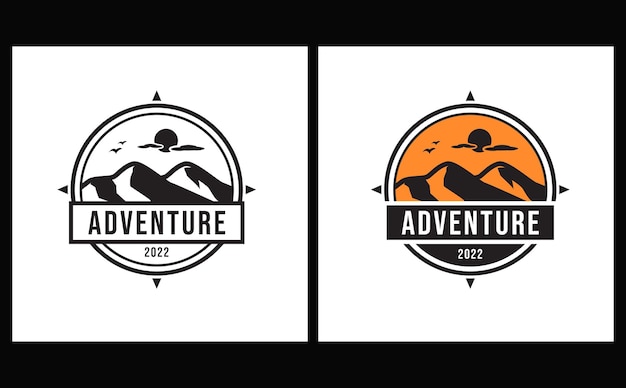 Mountain logo adventurer logo in coat of arms style