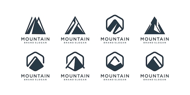 Mountain logo collection with creative design Premium Vector