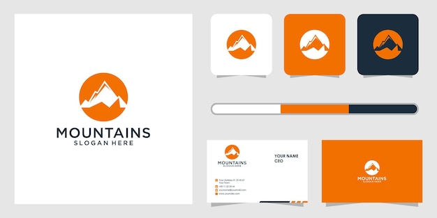 mountain logo design and business card template 