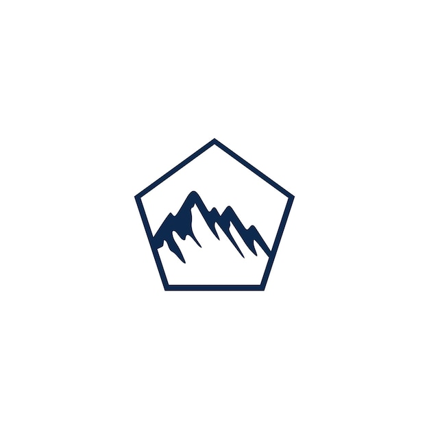 Vector mountain logo design dark blue color on a white background