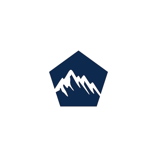 Vector mountain logo design dark blue color on a white background