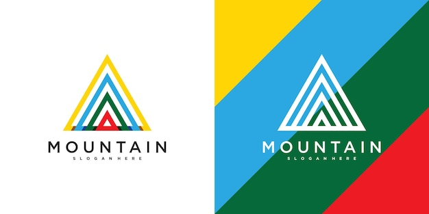 Mountain logo design Landscape hills symbol template vector Premium Vector