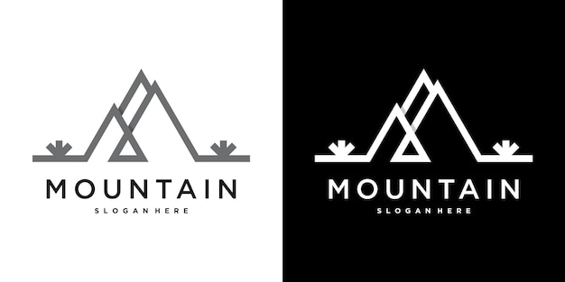 Mountain logo design minimalist Premium Vector