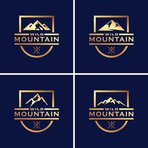 mountain logo design vintage luxury set