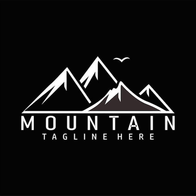 Mountain logo flat vector illustration set Design element sign logo stamp collection of camping out