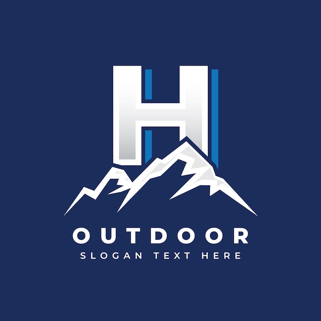 Mountain logo silhouette with letter Mountain illustration outdoor adventure logo template hill