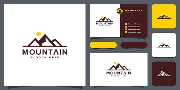 Mountain logo vector design and business card