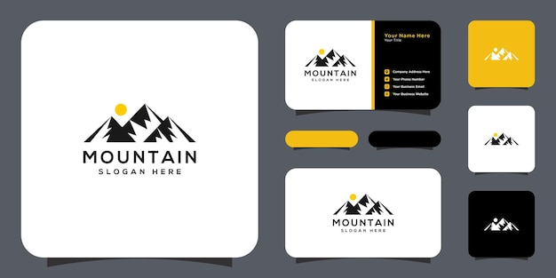 Mountain logo vector design and business card