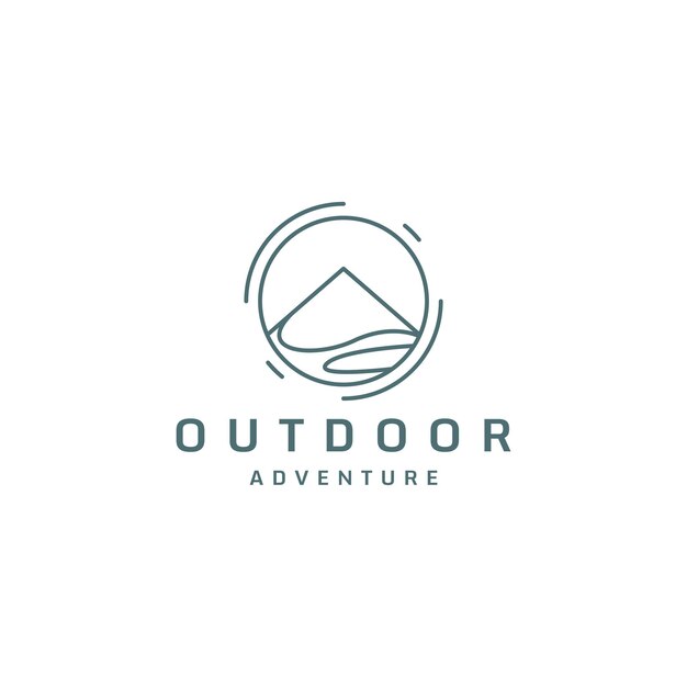 Mountain Logo With Line Style Peak Hiking Adventure Vector Illustration