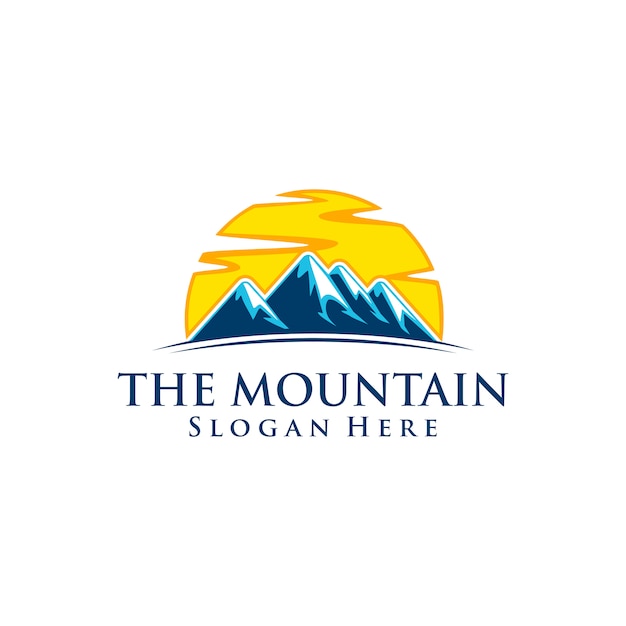 Mountain Logo with Sunrise or sunset Concept