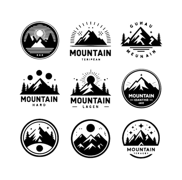 Vector mountain logos badges silhouette vector illustration