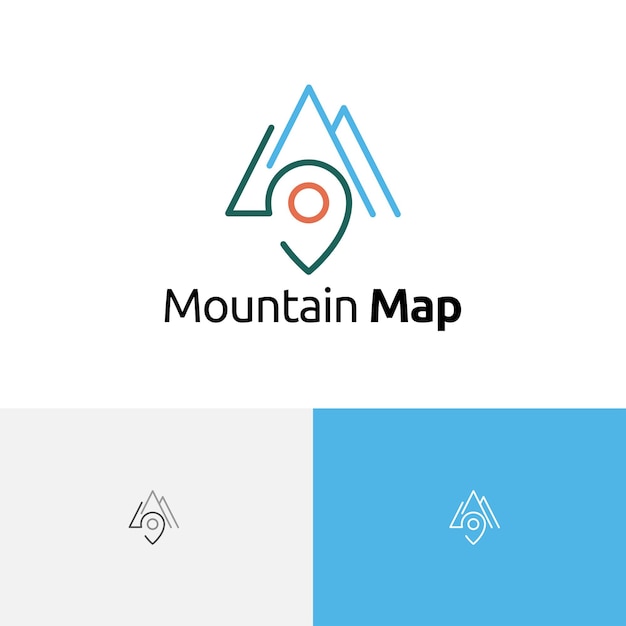 Mountain Map Location Nature Explore Adventure Simple Line Logo