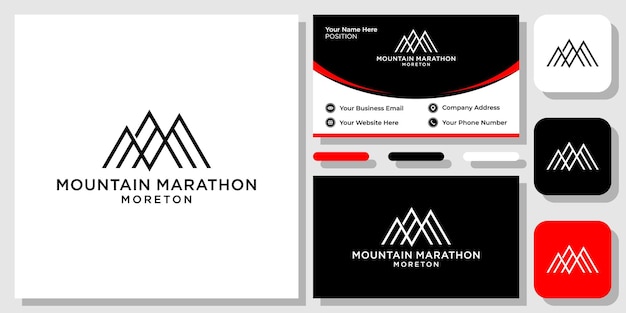 Mountain Marathon Moreton sport run challenge competition athlete with business card template