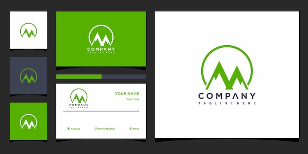 mountain modern logo design with business card template Premium Vector