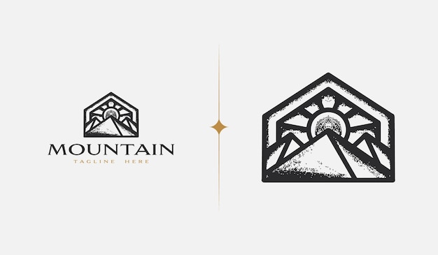 Mountain monoline Universal creative premium symbol Vector sign icon logo template Vector illustration