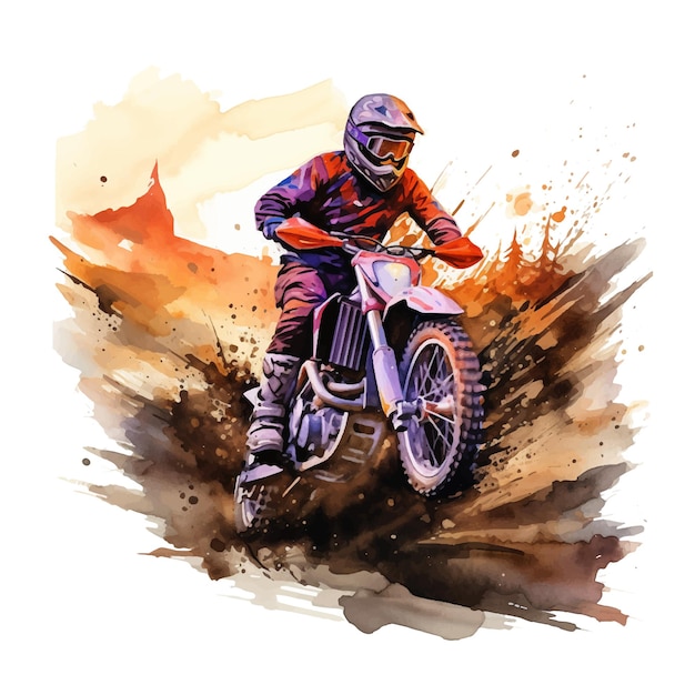 Mountain motobike sport watercolor paint ilustration