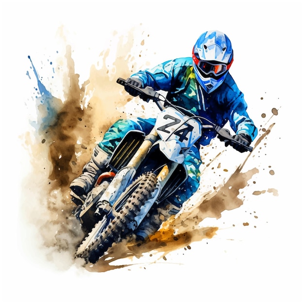 Mountain motorbike sport watercolor paint ilustration